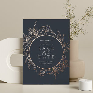 Carte de sauvegarde de mariage à motif floral Nu