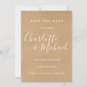 Carte de sauvegarde de mariage à signature rustiqu