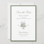 Carte de sauvegarde de mariage au monogramme vert (Devant)
