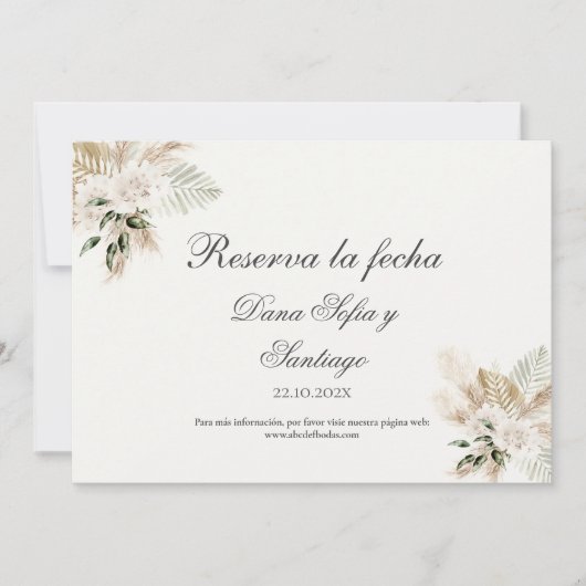 Carte de sauvegarde de mariage Bohème Espagnol (Devant)