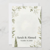 Carte de sauvegarde de mariage botanique rustique (Dos)
