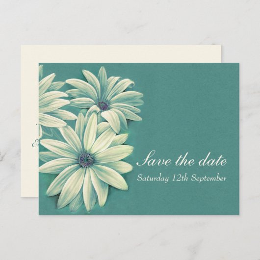 Carte de sauvegarde de mariage de daisy osteosperm (Devant / Derrière)