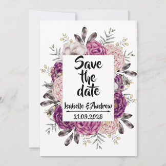 Carte de sauvegarde de mariage floral vintage