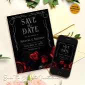 Carte de sauvegarde de mariage florale noire et ro