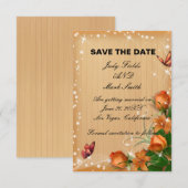 Carte de sauvegarde de mariage papillon floral en (Devant / Derrière)