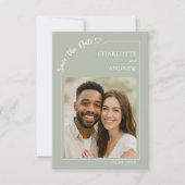 Carte de sauvegarde de mariage photo Vert Sauge Iv (Devant)