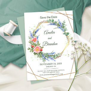 Carte de sauvegarde de mariage rustique lavande