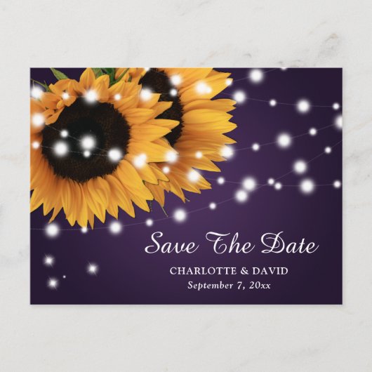Carte de sauvegarde de mariage Tournesol Violet (Devant)