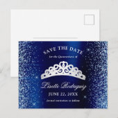 Carte de sauvegarde de Quinceanera argent et bleu  (Devant / Derrière)