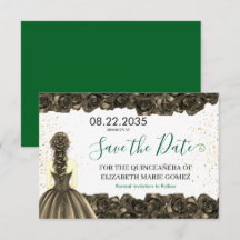 Carte de sauvegarde de Quinceañera émeraude et noi
