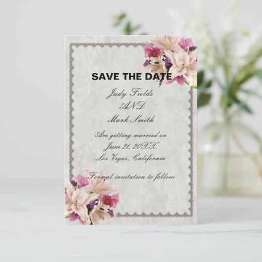 Carte de sauvegarde en marbre floral Lily blanche (Debout devant)