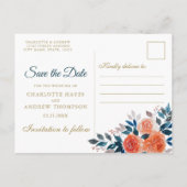 Carte de sauvegarde florale aquarelle orange et cr (Dos)