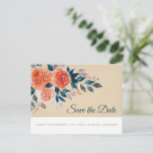 Carte de sauvegarde florale aquarelle orange et cr (Debout devant)