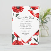 Carte de sauvegarde florale Fleurs de pavot rouge (Debout devant)