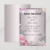 Carte de sauvegarde florale rose et papillon (Devant / Derrière)