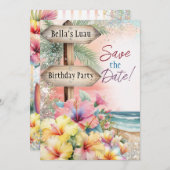 Carte de sauvegarde Luau de plage tropicale d'été (Devant / Derrière)