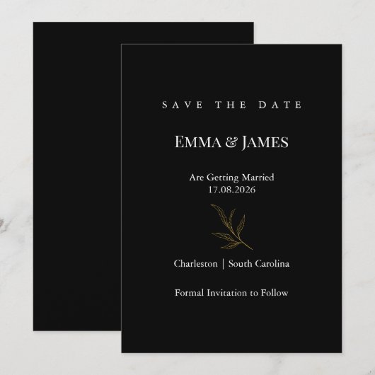 Carte de sauvegarde minimaliste élégante | Moderne (Devant / Derrière)