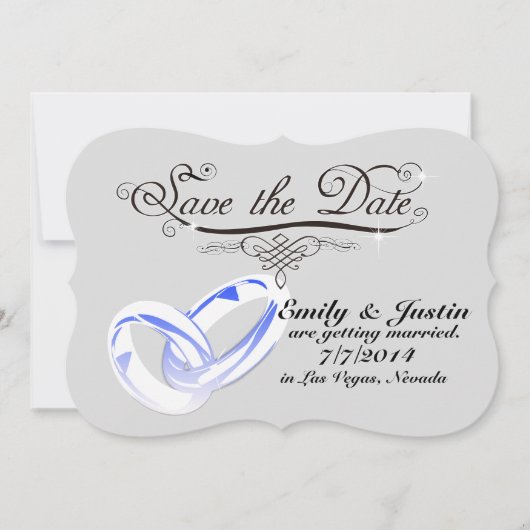 CARTE DE SAVE THE DATE ANNEAU DE MARIAGE CRYSTAL (Devant)