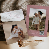 Carte de Save the Date avec code QR Rose Poussiére