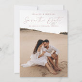 Carte de Save the Date avec code QR Rose Poussiére (Devant)