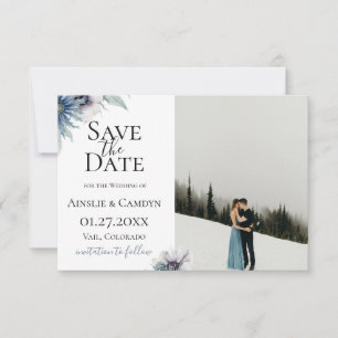 Carte de Save the Date avec Photo Anémone Chardon 
