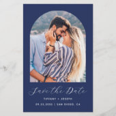 Carte de Save the Date Code QR Photo Arche Bleu Ma (Devant)