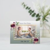 Carte de Save the Date de mariage photo florale ve (Debout devant)