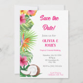 CARTE DE SAVE THE DATE MARIAGE TROPICAL (Devant)