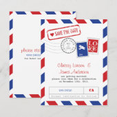 Carte de Save the Date par Avion (Devant / Derrière)