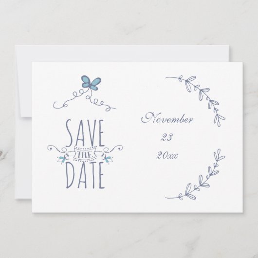 Carte de Save the Date personnalisée avec lauriers (Devant)