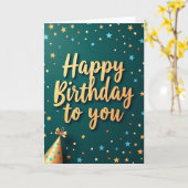 Carte de scénario d'anniversaire doré (Fleur jaune)