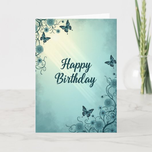 Carte de scène botanique d'anniversaire (Devant)