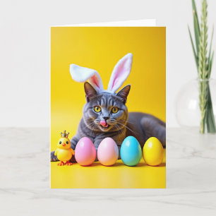 Carte de scène chat gris tabby jaune