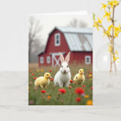 Carte de scène d'amis de ferme mignons (Fleur jaune)