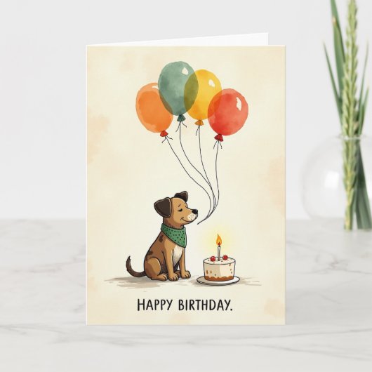 Carte de scène d'anniversaire de chien doux (Devant)