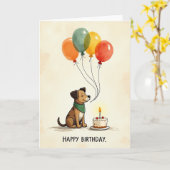 Carte de scène d'anniversaire de chien doux (Fleur jaune)