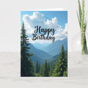 Carte de scène d'anniversaire en montagne