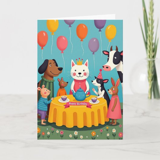 Carte de scène d'anniversaire fantaisiste (Devant)