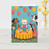 Carte de scène d'anniversaire fantaisiste (Fleur jaune)
