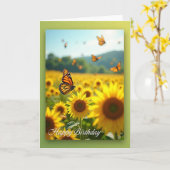 Carte de scène d'anniversaire papillon (Fleur jaune)