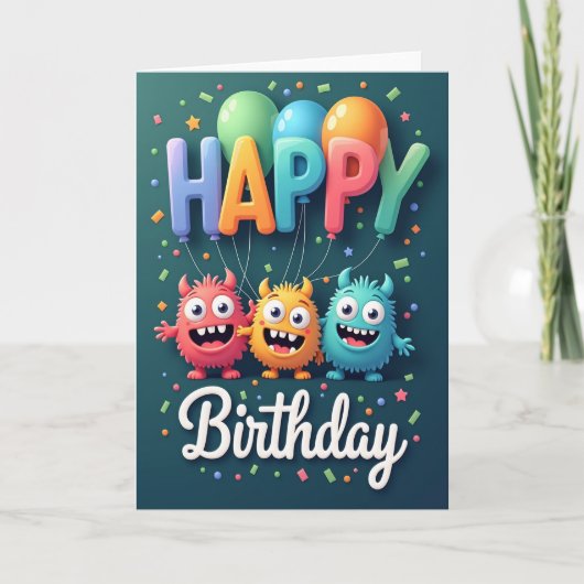 Carte de scène d'anniversaire sarcelle (Devant)