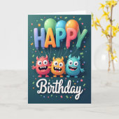 Carte de scène d'anniversaire sarcelle (Fleur jaune)
