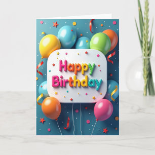 Carte de scène d'anniversaire sarcelle joyeuse