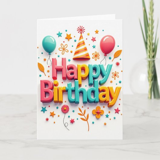 Carte de scène d'anniversaire vibrante (Devant)