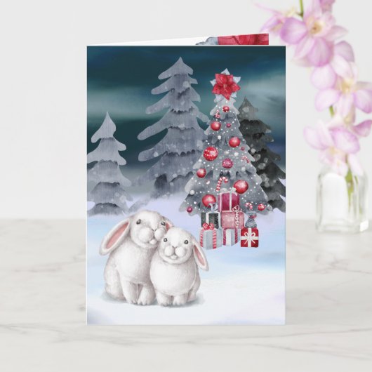 Carte de scène d'arbre de Noël avec lapin (Orchidée)