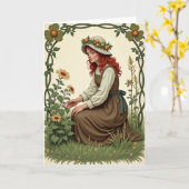 Carte de scène de beauté florale féminine (Fleur jaune)
