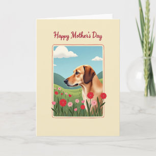 Carte de scène de chien de la fête des mères flora