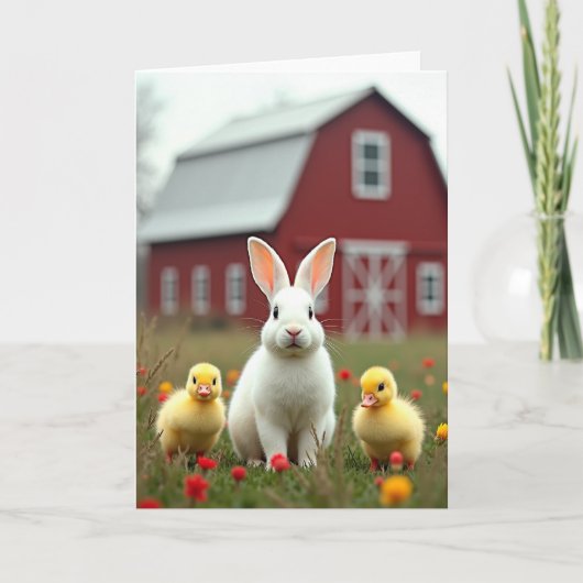 Carte de scène de ferme de printemps pour amis (Devant)