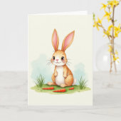 Carte de scène de lapin amical (Fleur jaune)