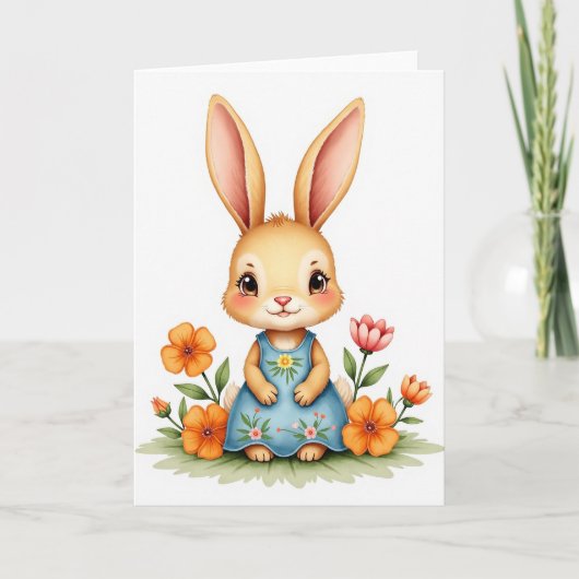 Carte de scène de lapin au printemps (Devant)